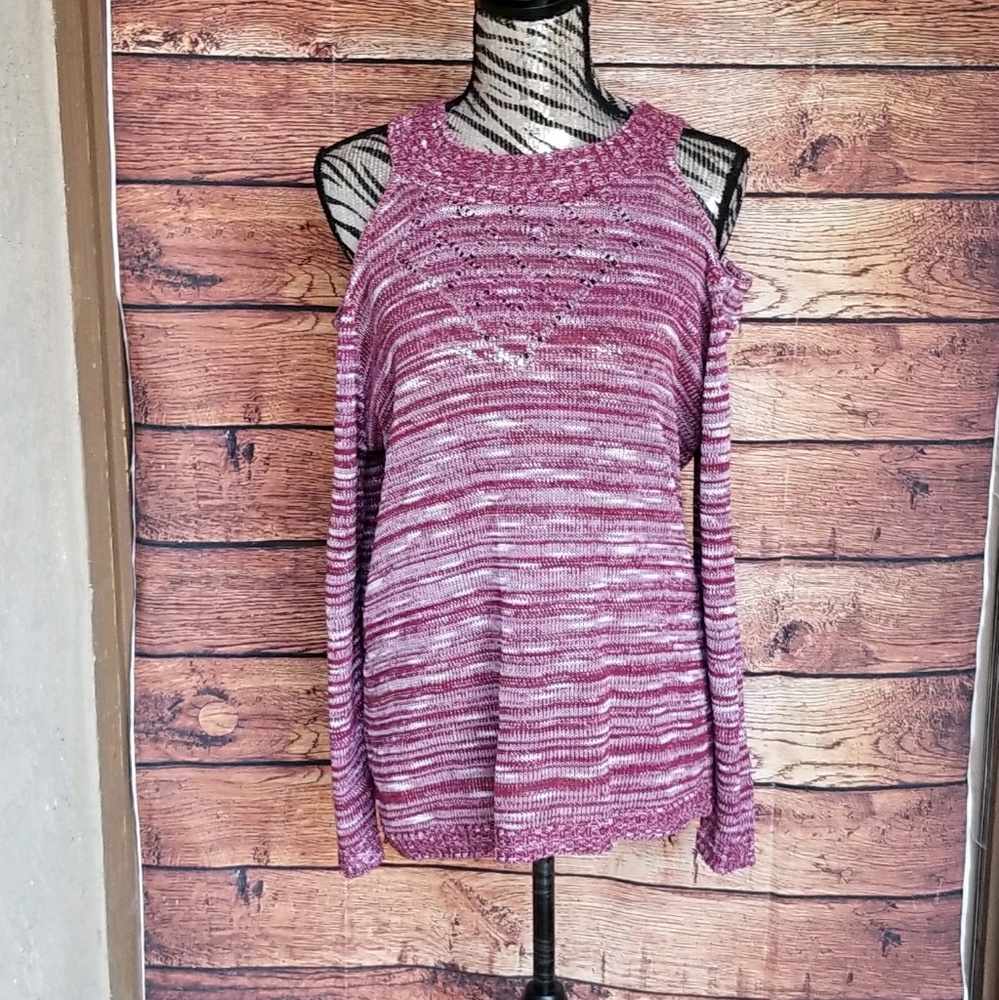 NWOT maroon marled cold shoulder sweater size 3x